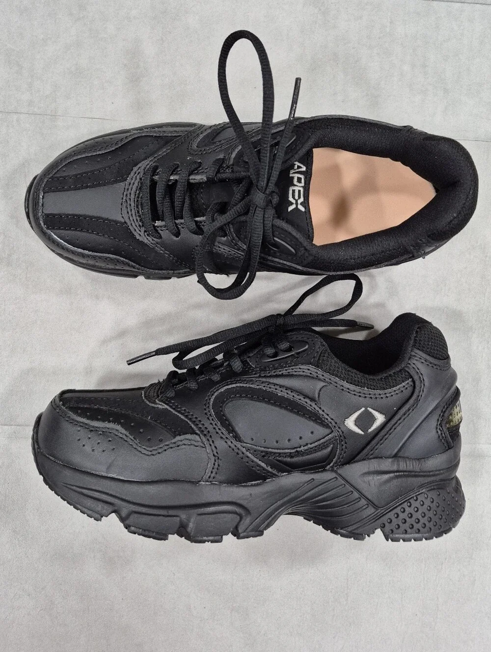 Apex X801 sneakers women's 6M black leather comfort orthopedic diabetic FLAWED